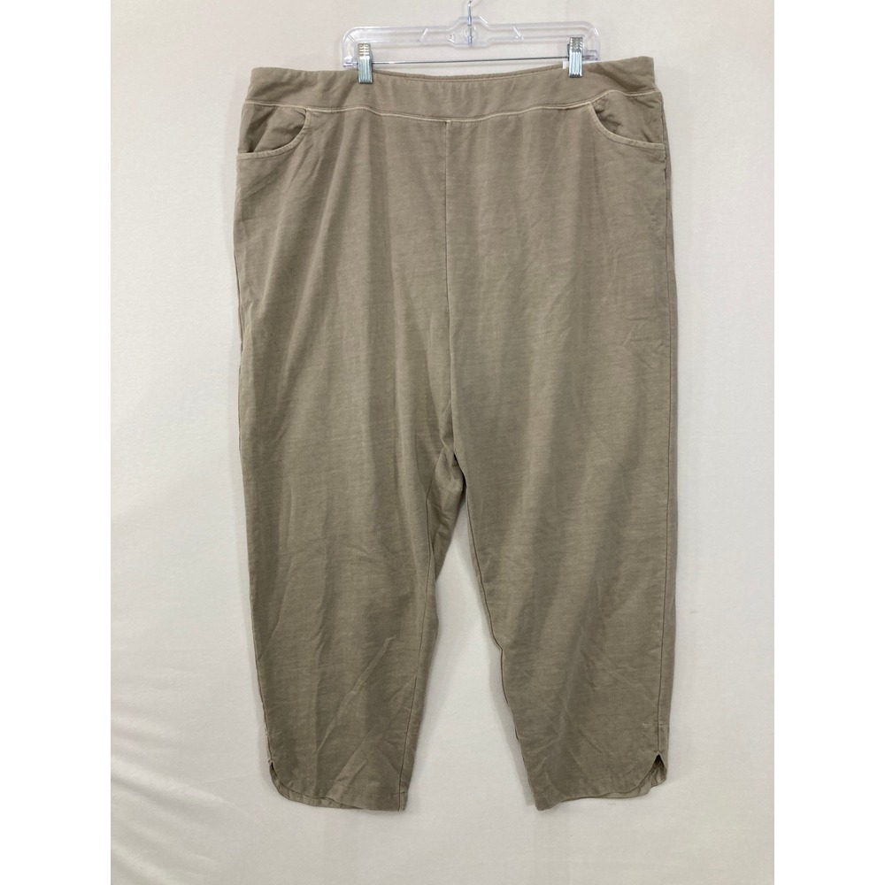 New Soft Surroundings Straight‎ Leg Ankle Pants 3X Taupe Brown Pull On Casual